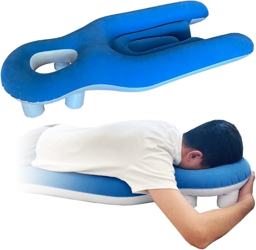 Face down Pillow after Eye Surgery Prone Donut Pillow for Head Sleeping on Stomach Retinal Detachment Vitrectomy Recovery Equipment Face Support Breathe Easy Prone Cushion Pillow (Blue)