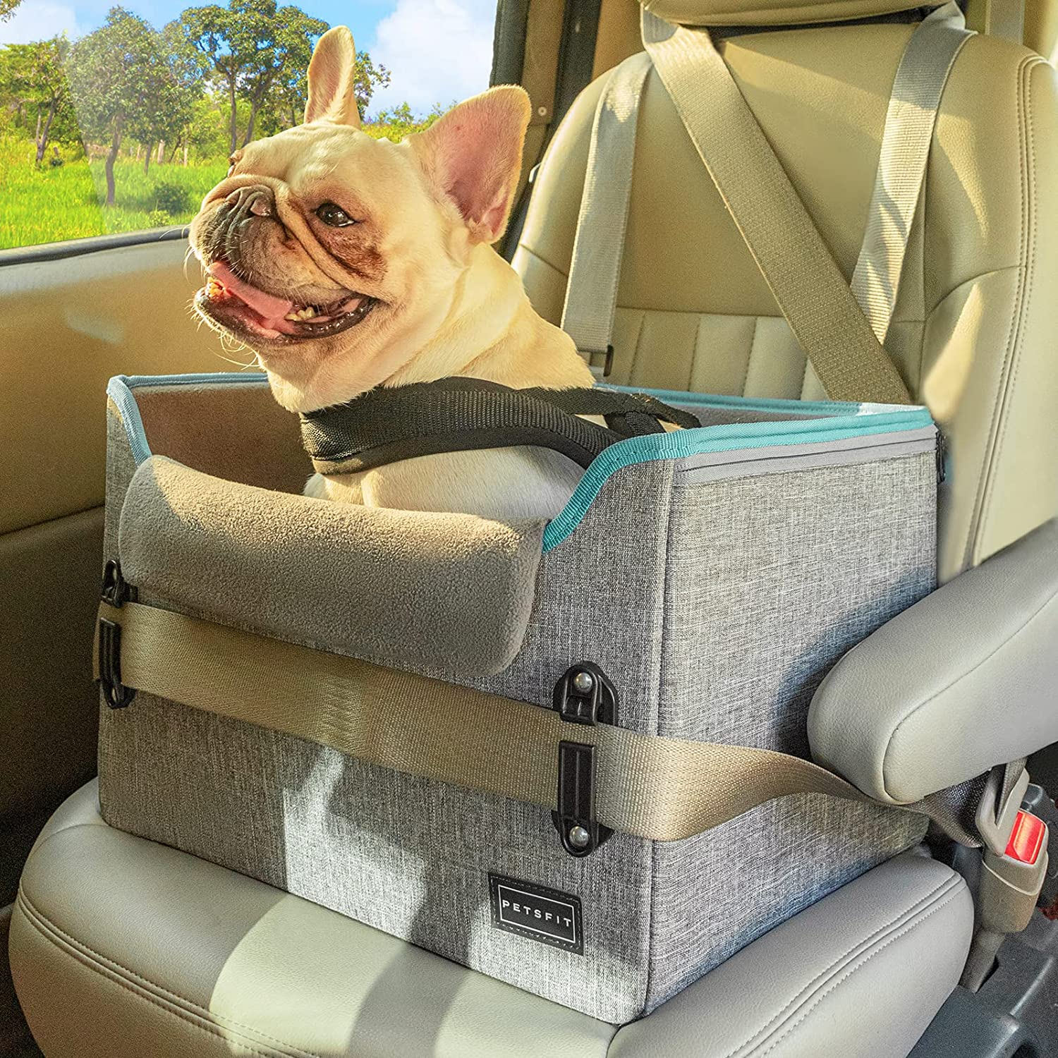 thumbnail image 2 of Dog Car Seat For Small Dogs, Portable Center Console Dog Car Seat, Pet Travel Backpack With Safe Protection Hooks And Double Fixation Seat Belts, Suitable For Small Dogs & Cat Under 12 2 of 14