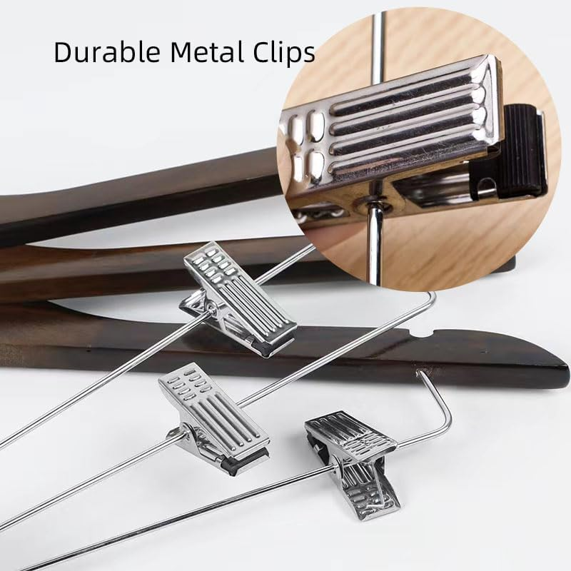 10 Pack Wooden Hangers Suit Hangers Skirts Hangers Coat Hangers with Clips, W... - Picture 5 of 15
