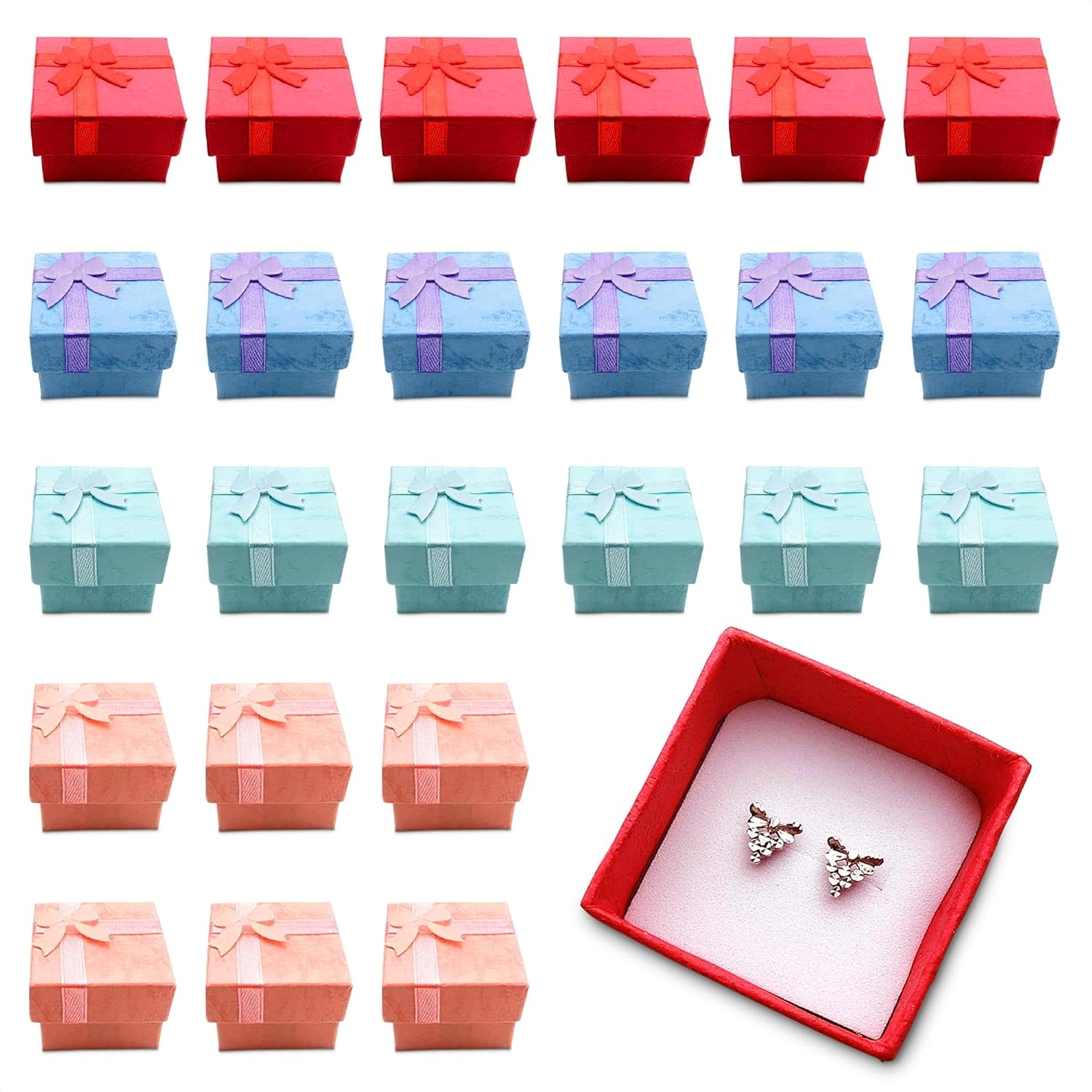 24 Pcs Earring Boxes for Jewelry Gift - Ring Boxes Bulk 1.57X1.57