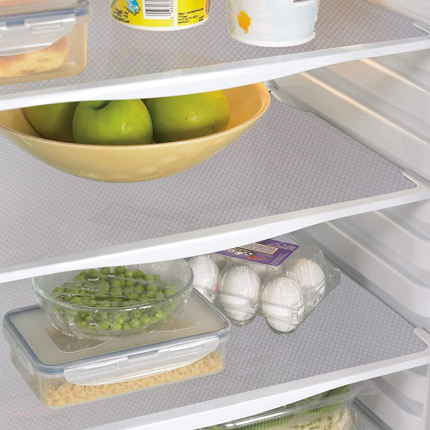 9 Pack Washable Waterproof Fridge Liners and Drawer Mats, Refrigerator Shelving Pads in White