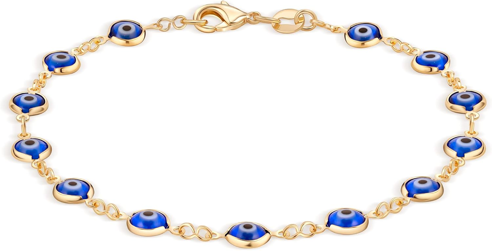 18K Gold Plated Evil Eye Anklet Bracelet - Made in Brazil
