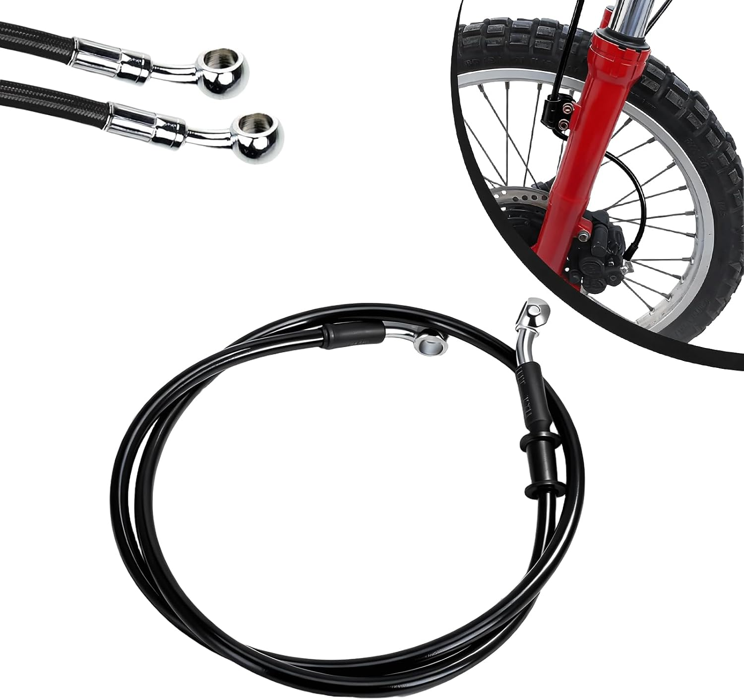 Tubo Freno Moto 150Cm,Tubo Freno Anteriore Posteriore Cavo Freno Idraulico Frizione Con Guaina Rinforzata per Pit Bike Dirt Bike Enduro Motocross ATV Quad-Nero