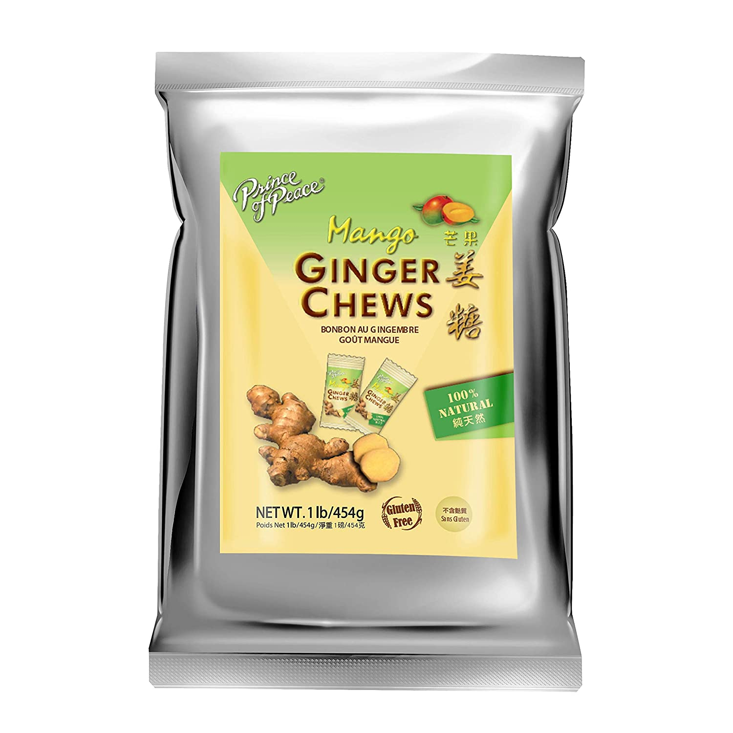 Prince of Peace Ginger Chews with Mango, 1 lb. – Candied Ginger – Mango Candy