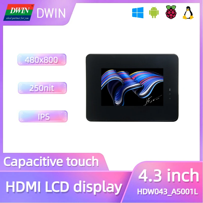 4.3 Inch 480*800 LCD IPS TFT Display HD Interface Capacitive Touch Screen for Windows Raspberry Android Linux
