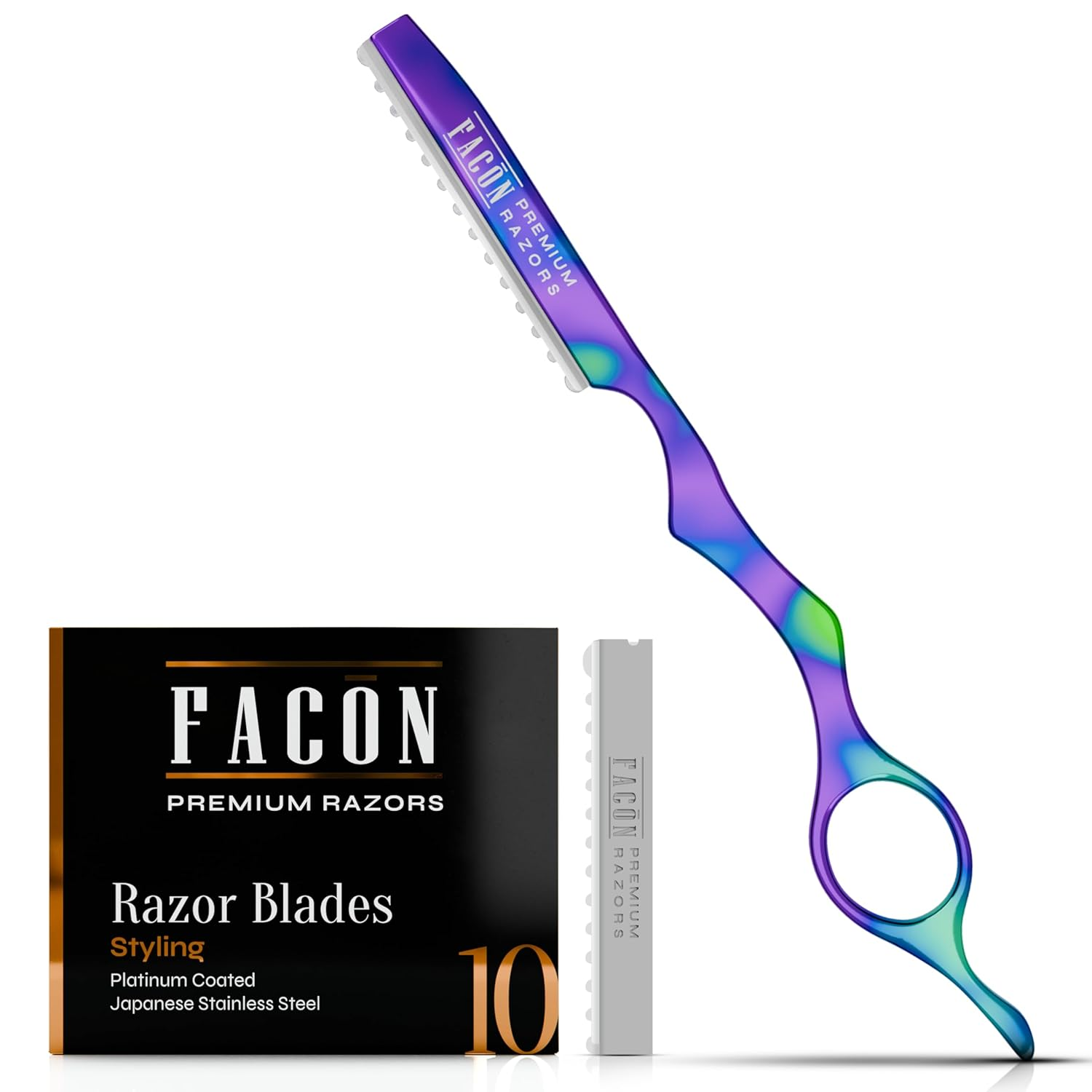 Navaja corte cabello Facon 11 hojas acero salon hogar kit profesional premium