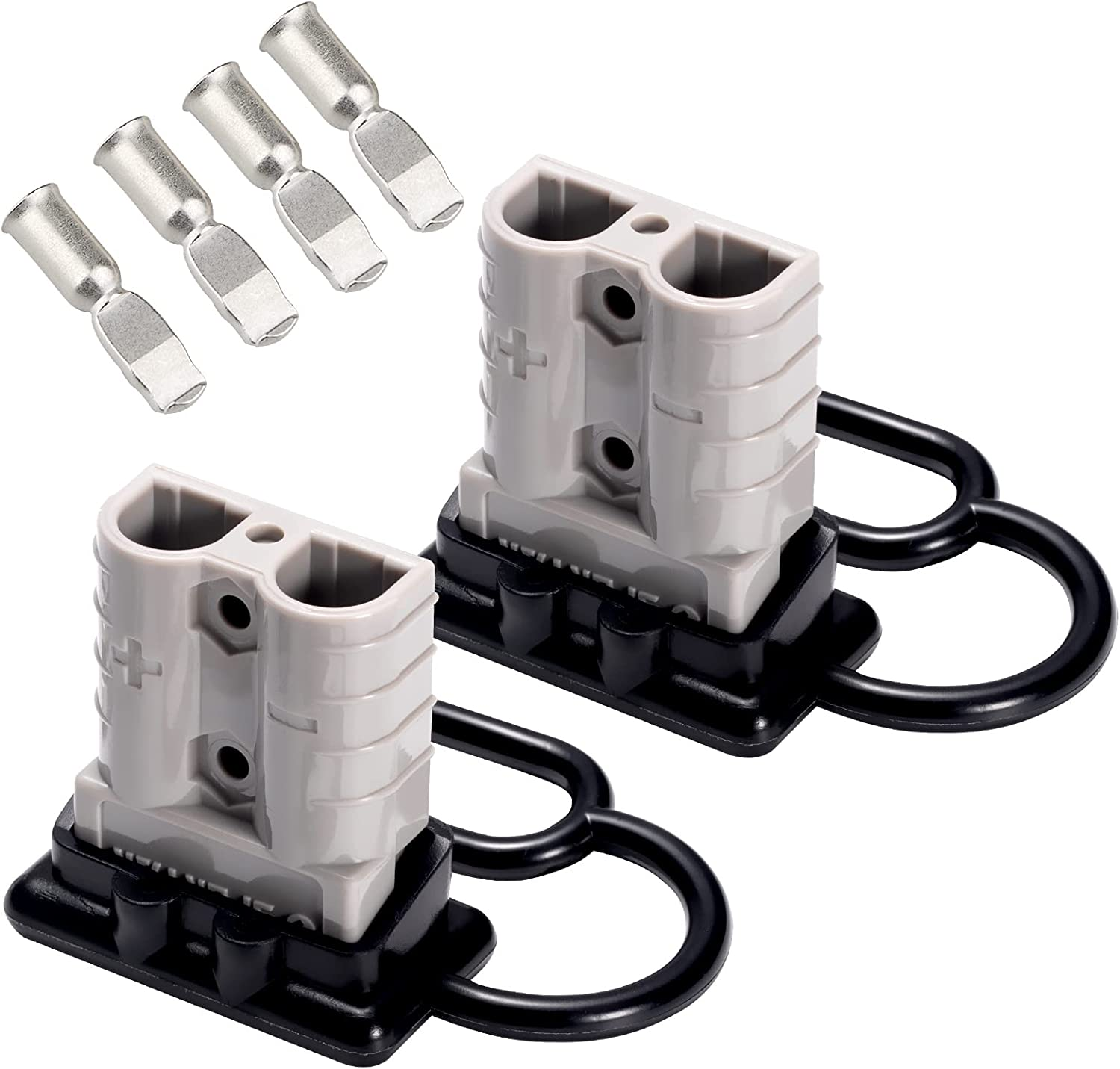 Spurtar 50A 6 AWG Battery Quick Connect/Disconnect (2 Pack) Wire Harness Plug Connector Recovery Winch Trailer / 12-36V Battery Terminal Connectors/Quick Disconnect Wire Connectors – Gray