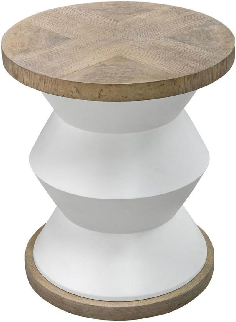 Chic  Spool White and Honey Side Table for Stylish Decor