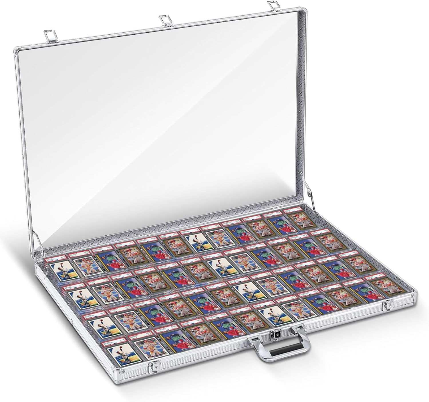 aluminum glass display case for cards Amazon.com: 34 in X 22 in Silver Card Show Display Case Large Aluminum,  Trading Card Display Case Suitable for Sports Card/TCG/Jewelry Collection,  1-Year Coverage : Sports & Outdoors main image 0