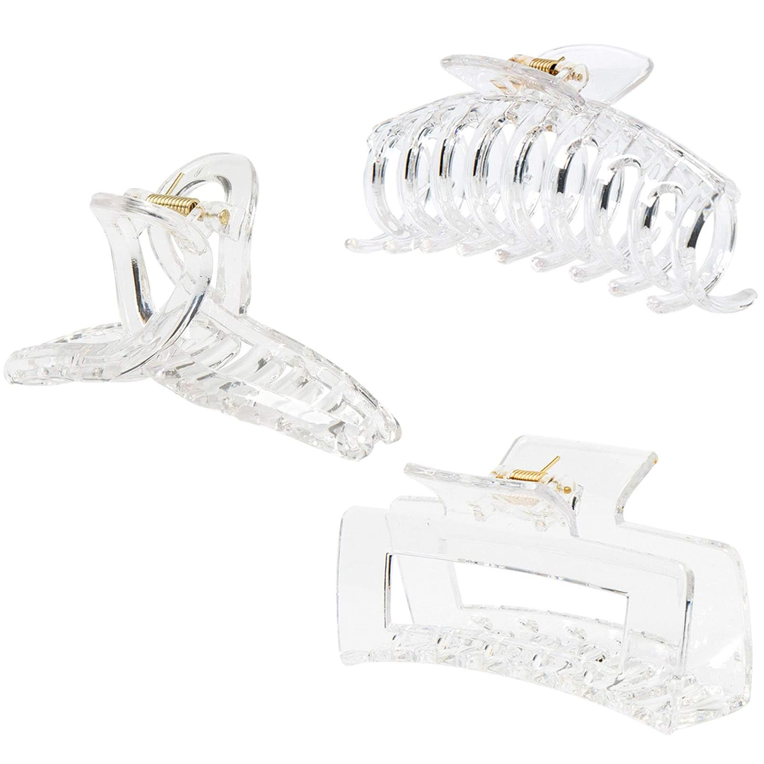 Clear Claw Clips for Thick/Fine/Thin Hair, Strong Holding Large Jaw Polycarbonate Clips for Women (3 pcs)