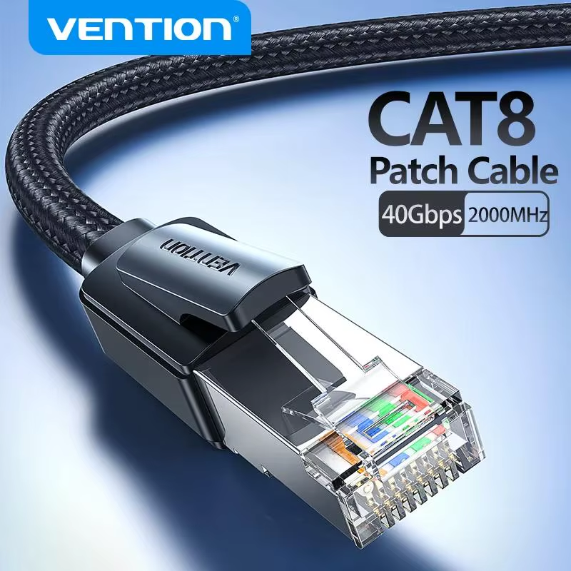 CAT8 Ethernet Cable 40Gbps Gaming High Speed CAT8 Networking Cotton Braided Internet Lan Cord for Laptops PS5 RJ45 Cable