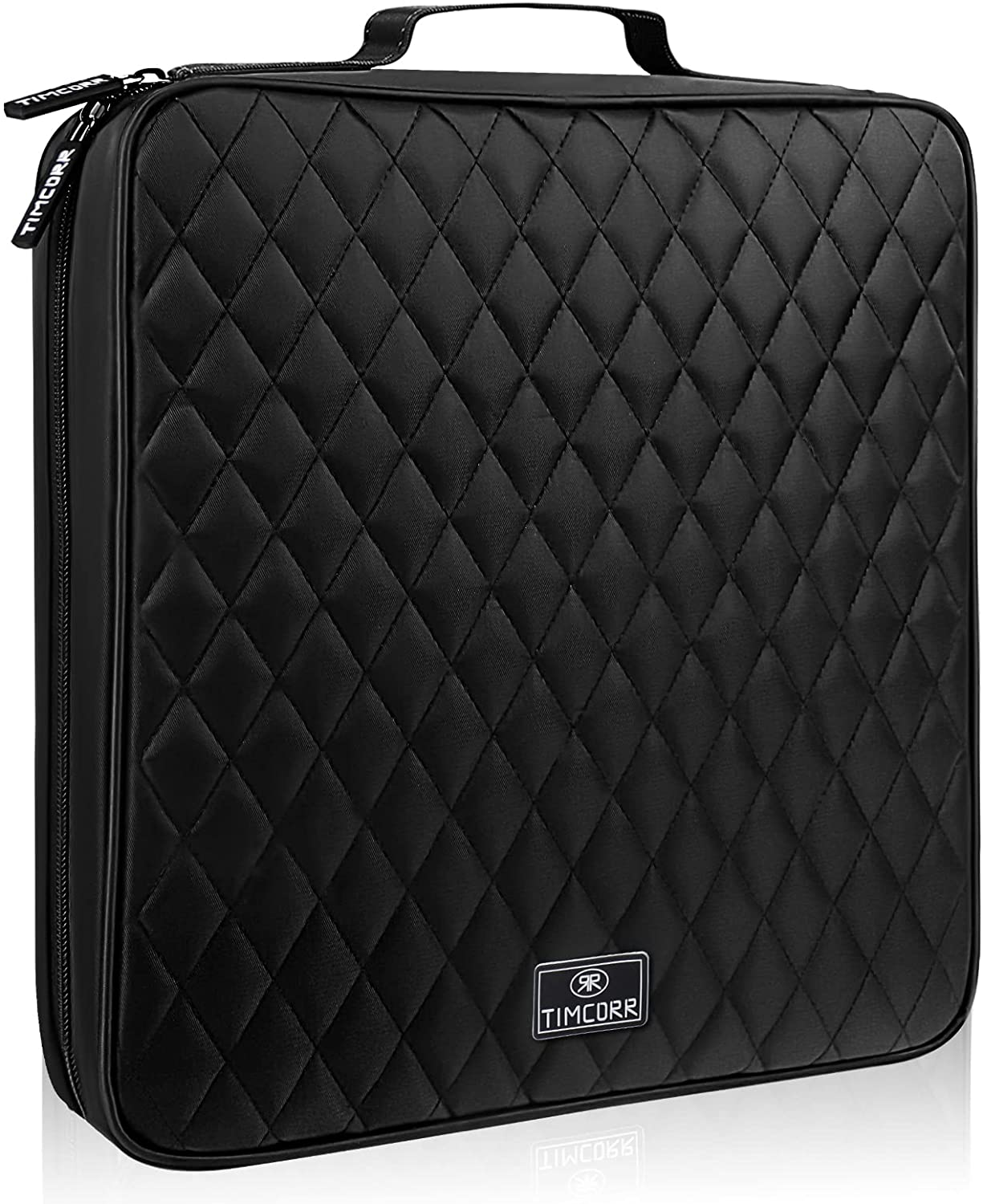 160 Capacity Black Plastic CD DVD Case Organizer with PVC Panel for Portable Storage and Travel