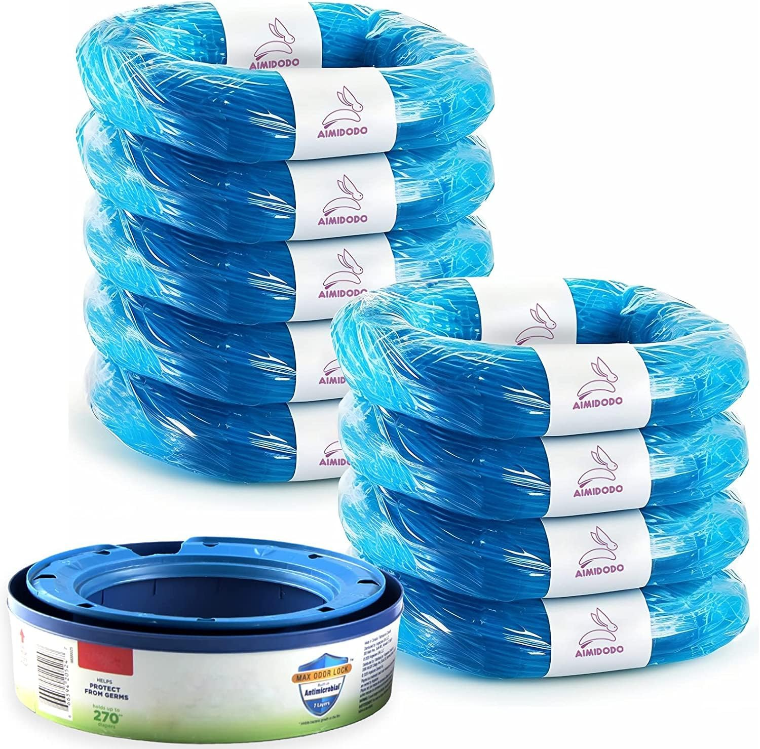 9 Pack Diaper Pail Refills Compatible with Cartridges for Genie Diaper Pail Refills Bags Refill (Cartridge Is Not Included)