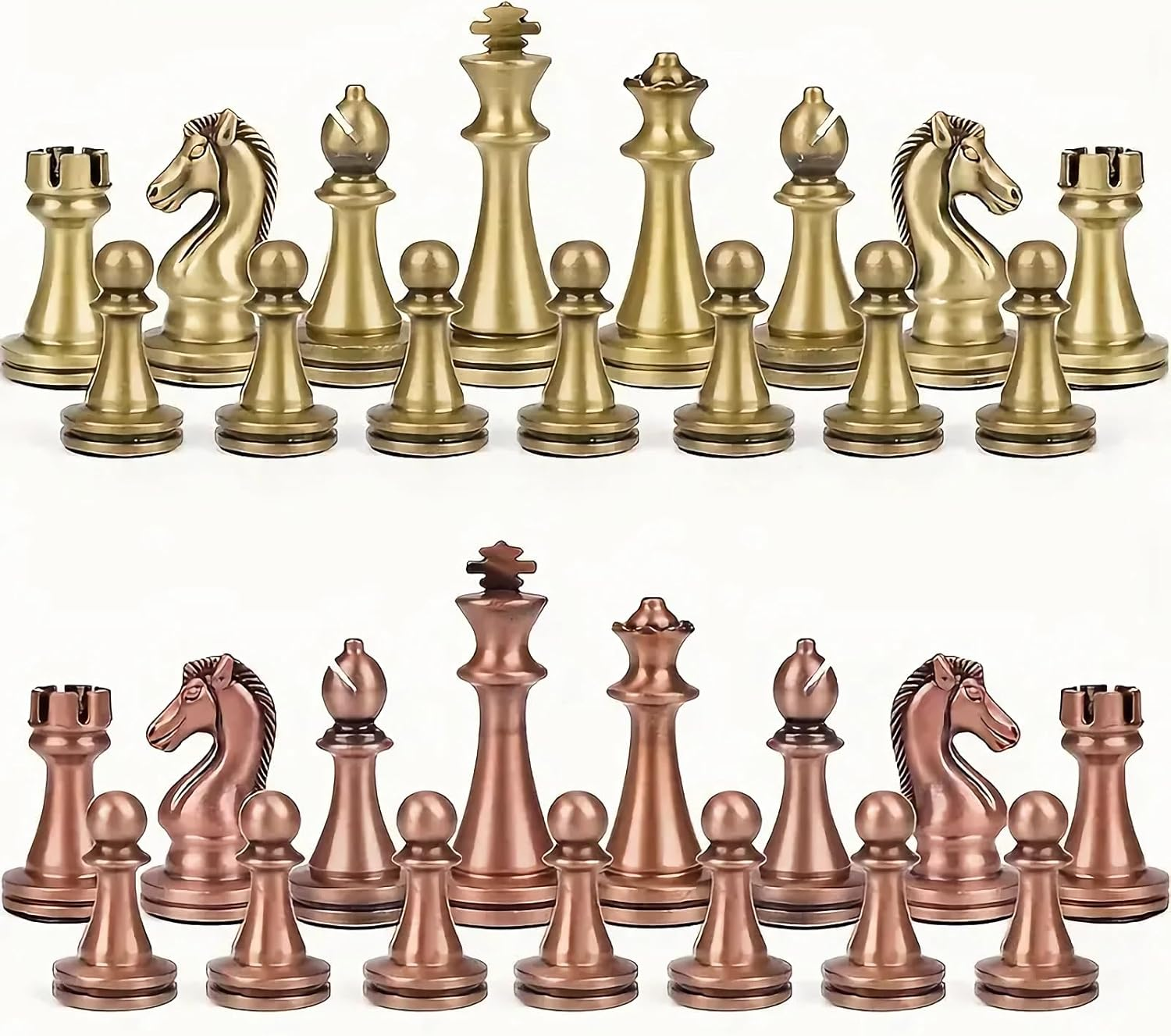 Staunton Weighted Metal Chess Pieces Chessmen with 2.6 Inch King Felted 2 Extra Queens Chess Pieces Only, No Board