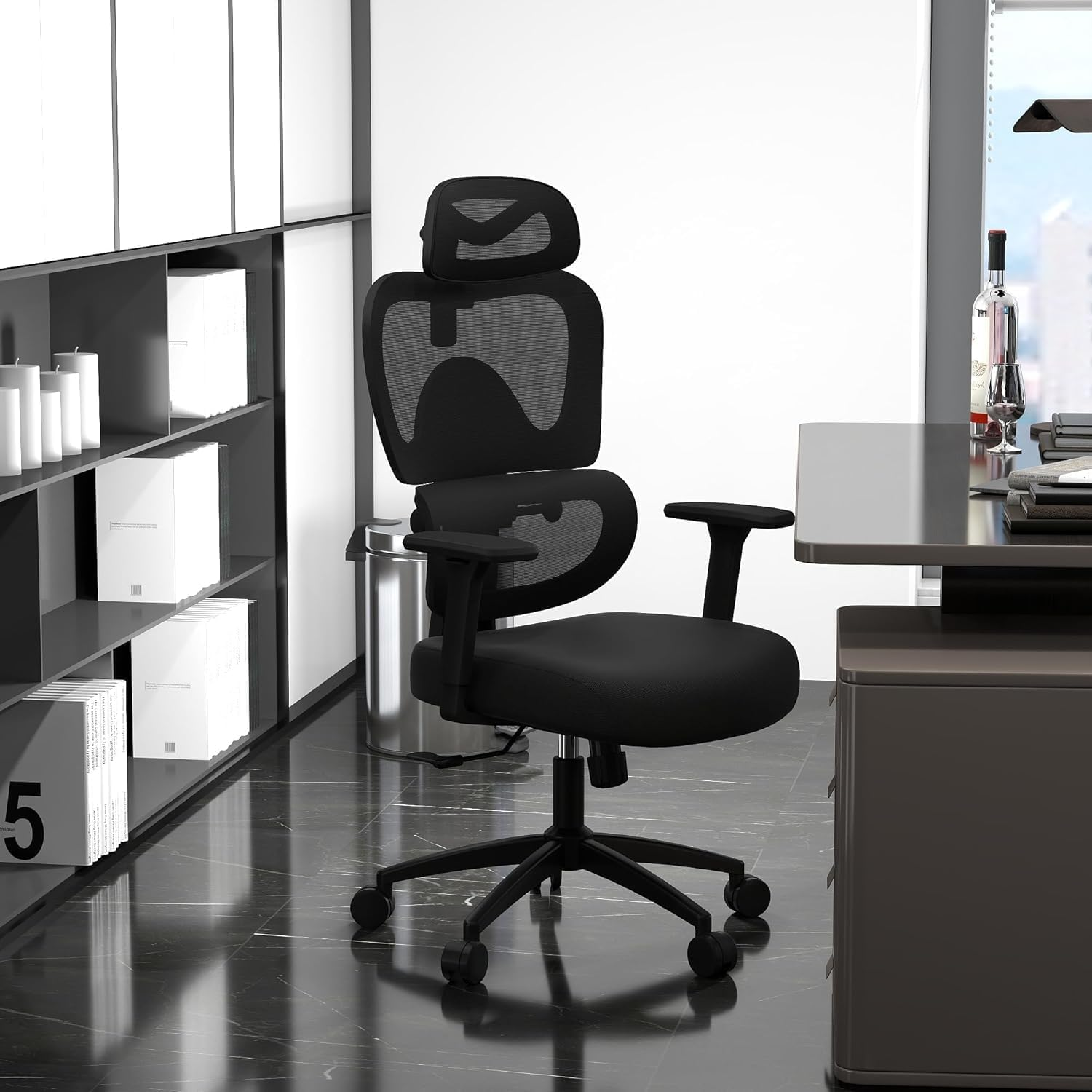 ZZH Ergonomic Office Chair with Adjustable Lumbar Support, 3D Arms and Headre... - Picture 10 of 14