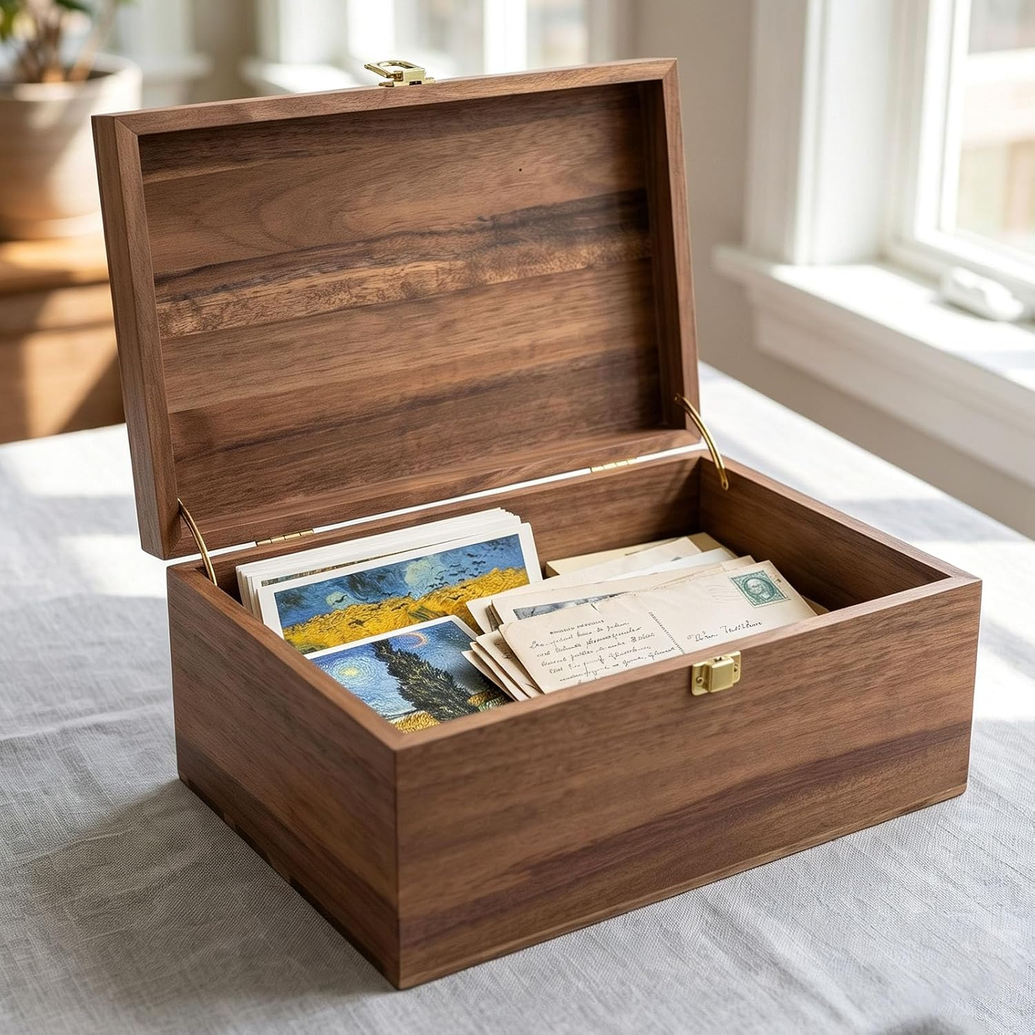 Wooden Keepsake Box - Acacia Memory Box for Keepsakes 11.8" X 8.66" X 5.31"