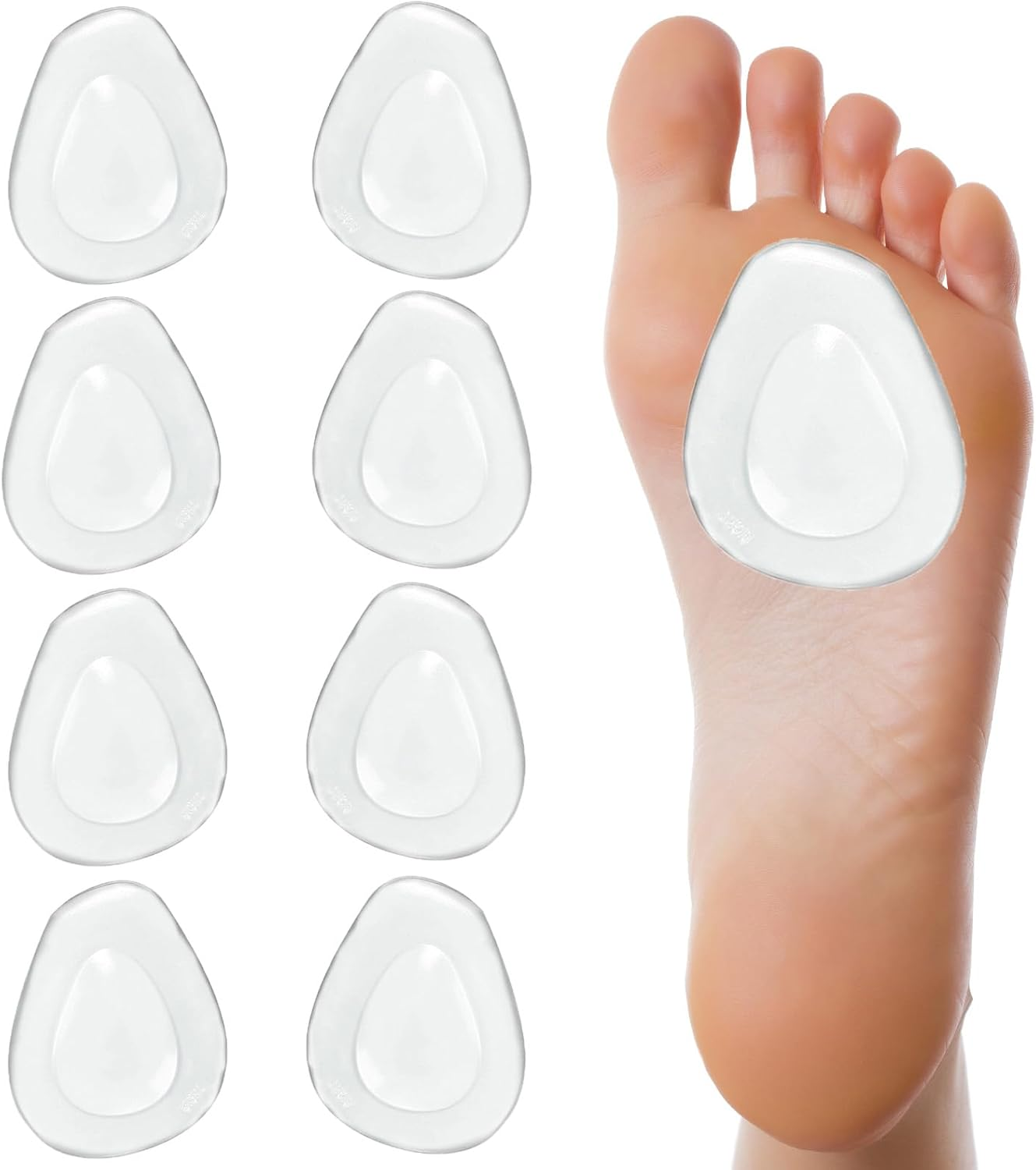 4 Pair Metatarsal Pads Women, Gel Self Adhesive Metatarsal Pads Mens, Firmly Adhered and Reusable Metatarsal Foot Pads, Easy to Clean and Quick Drying Ball of Foot Cushion for Pain Relief