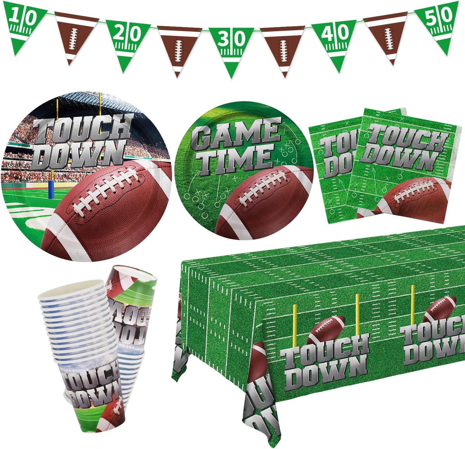Super Bowl Football Party Supplies Kit Serves 25 Disposable Plates Napkins Cups
