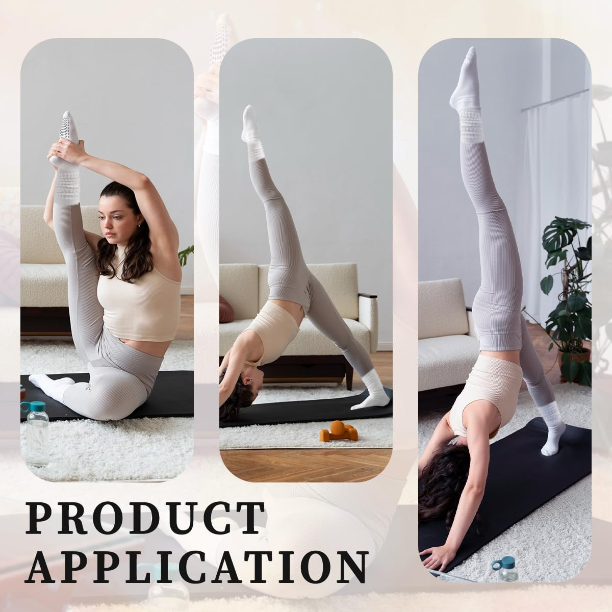ZANZER (3 Pairs) Scrunch Pilates Grip Socks for Women, Yoga Slouch Socks with... - Picture 7 of 13