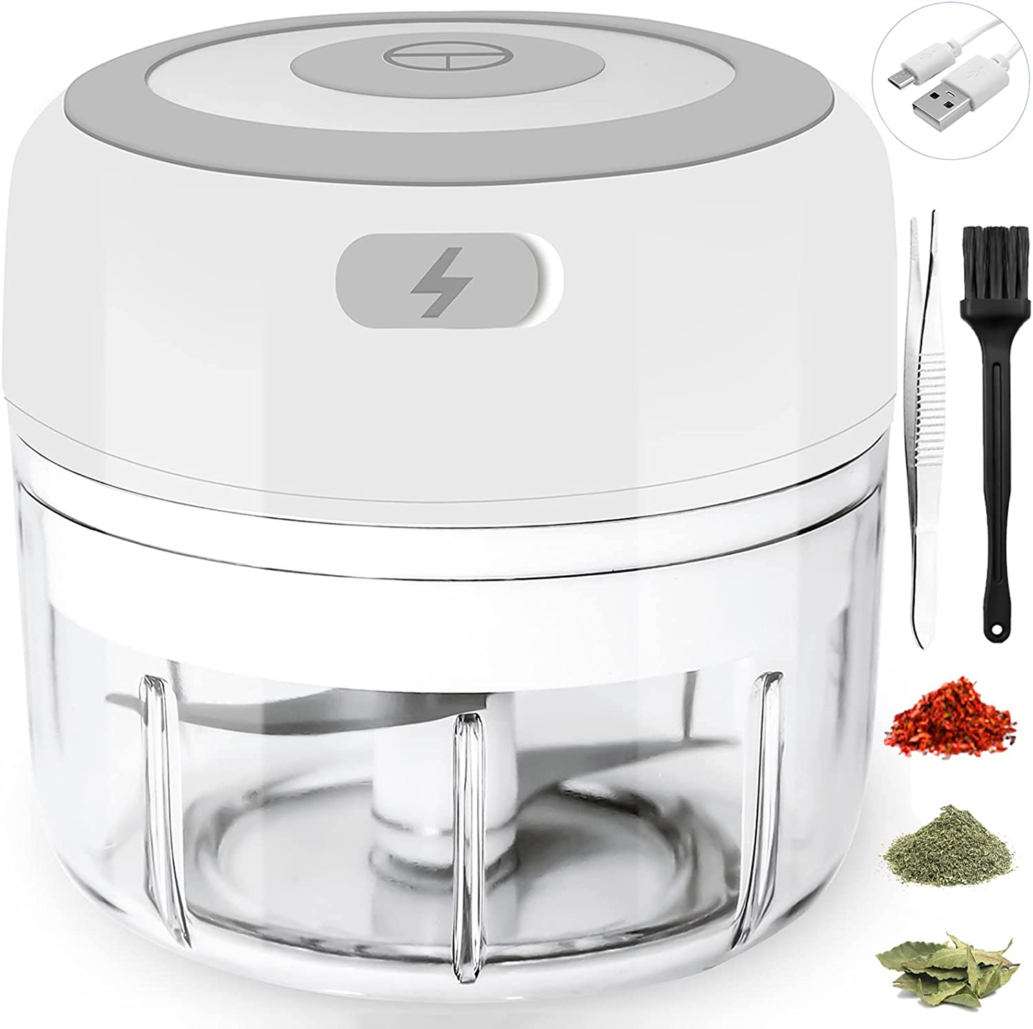 Electric-Herb-Grinder-Large-3.4Oz-Usb Rechargeable, 3.5'' Powerful Grinder for Dry and Fresh Herbs and Spices, Portable Waterproof, Better Control of Herb Coarseness, Practical and Muntifuctional