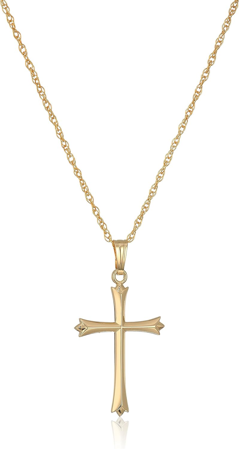 Ladies' 14K Gold Filled Polished Embossed 18“ Cross Pendant Necklace