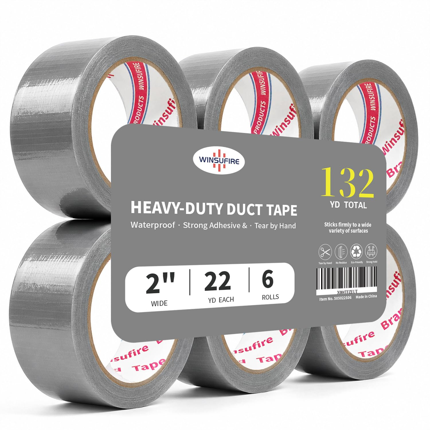 Silver Heavy Duty Duct Tape 2 inches 22 Yards 6 Rolls