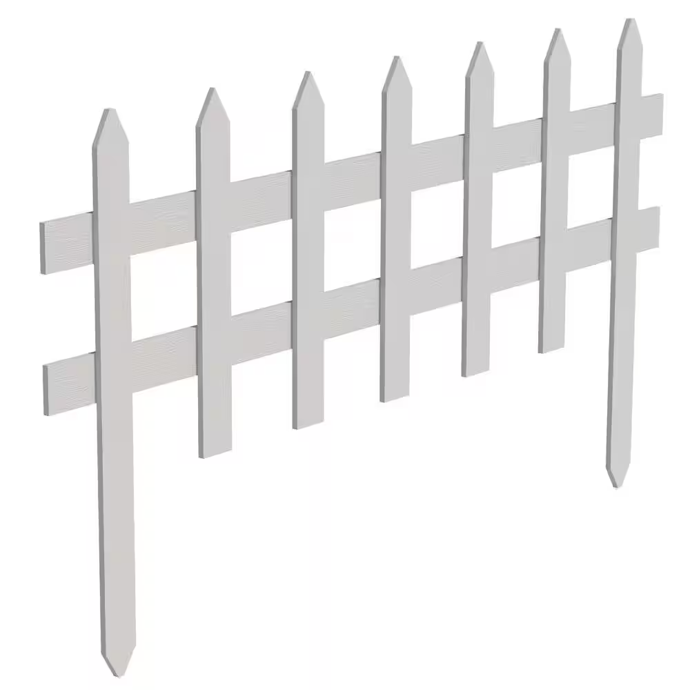 18 In. H 36 In. W White Wood Picket Garden Fence