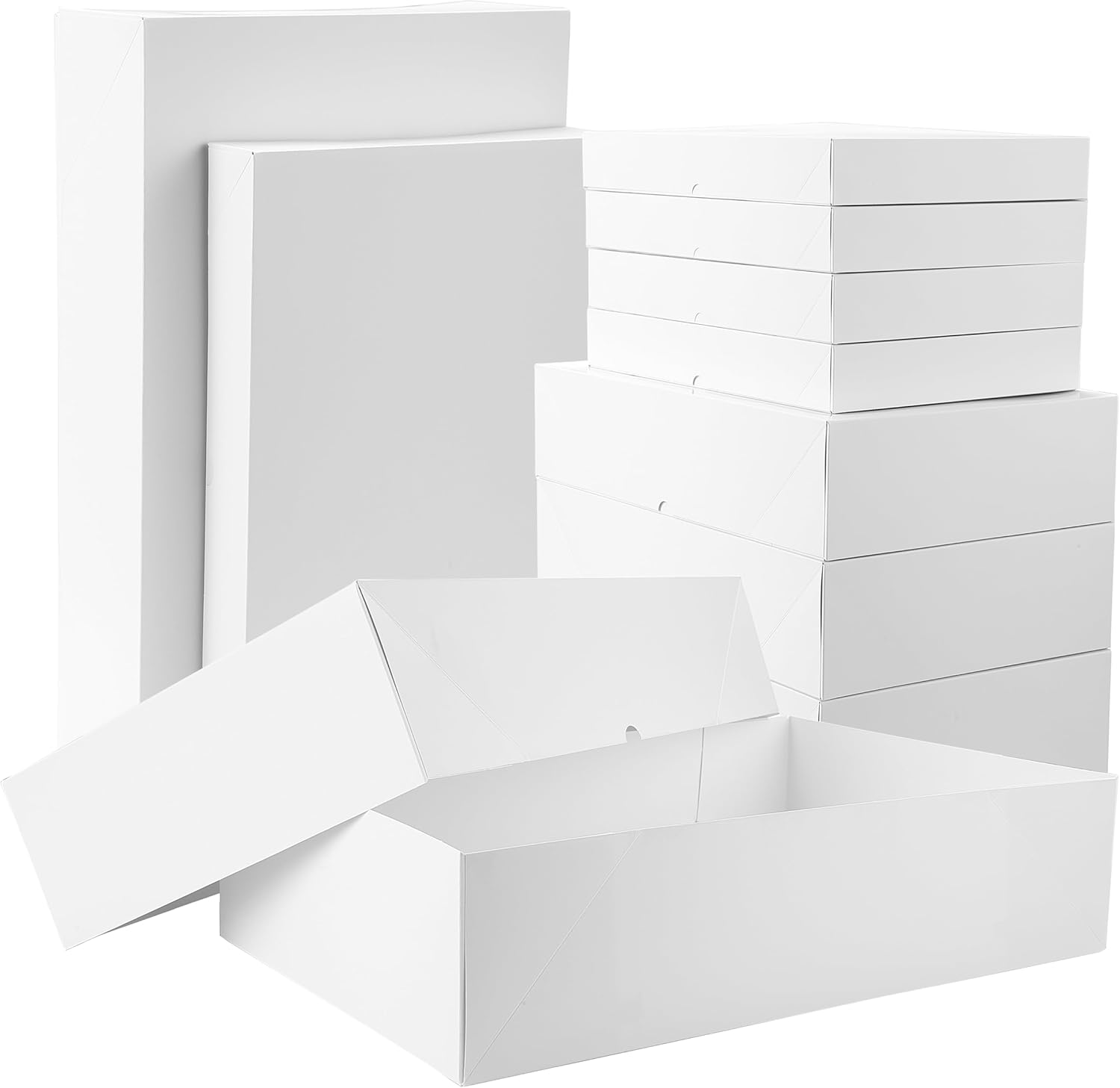 10 Sturdy White Gift Boxes for Presents - Premium Gift Boxes with Lids - 4-Inch Deep Robe Boxes and Shirt Boxes