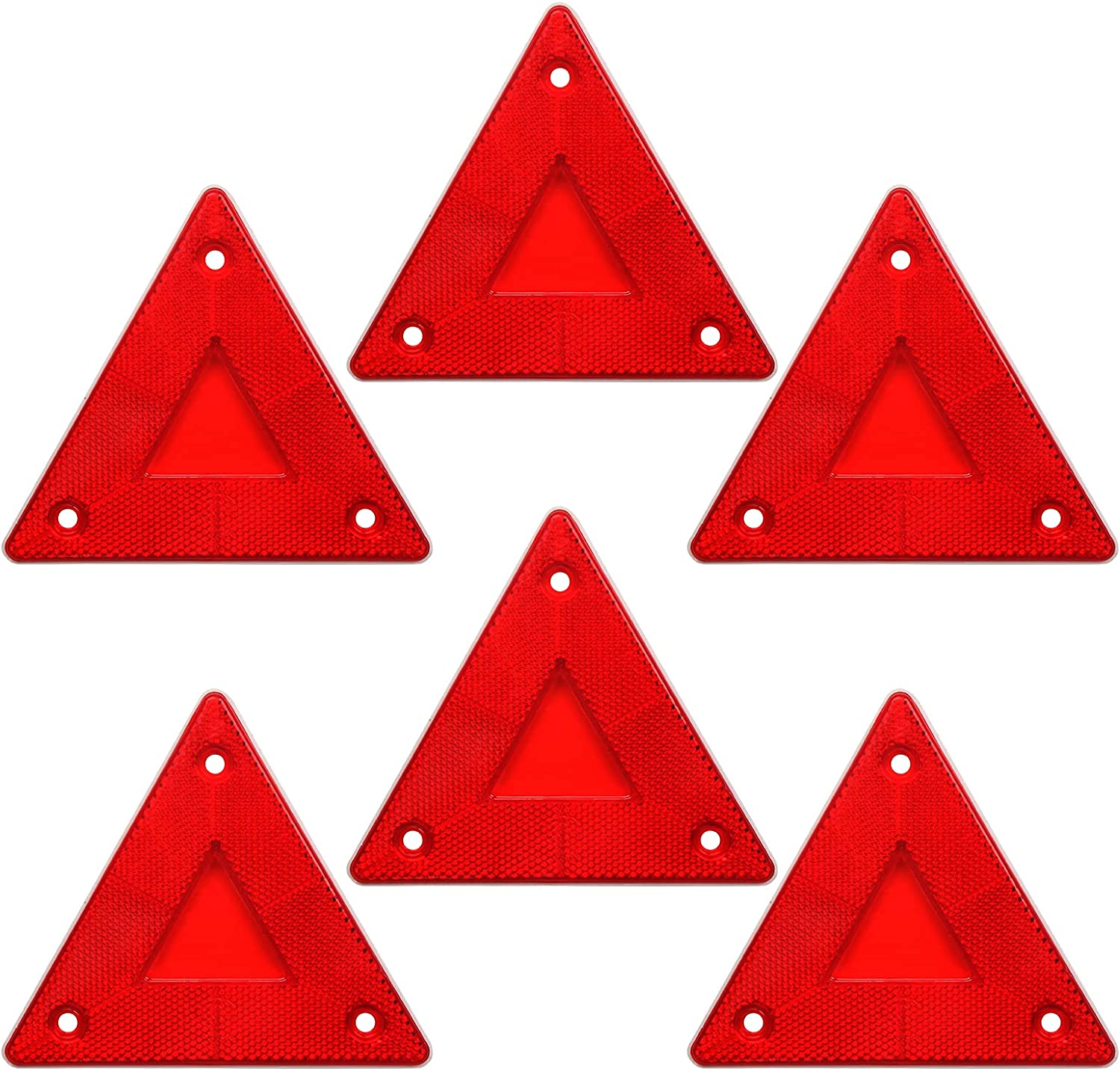 Enjoyist 6-Pack Red Safety Reflector Warning Sign, Slow Moving Vehicle Triangle Safety Sign, for Outdoor Truck, Car, Golf Cart