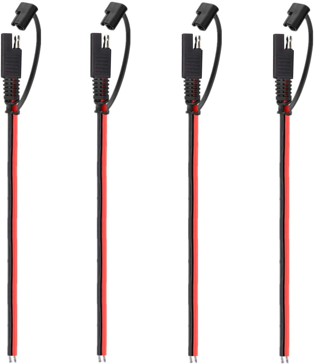 4 PCS 12V SAE to SAE Quick Disconnect Extension Cable with DC Connection Cord Plug 1 Foot 18AWG Gauge,Diy SAE Power Connector,4 Pcs Extension Cable+4 Pcs Dust Cap