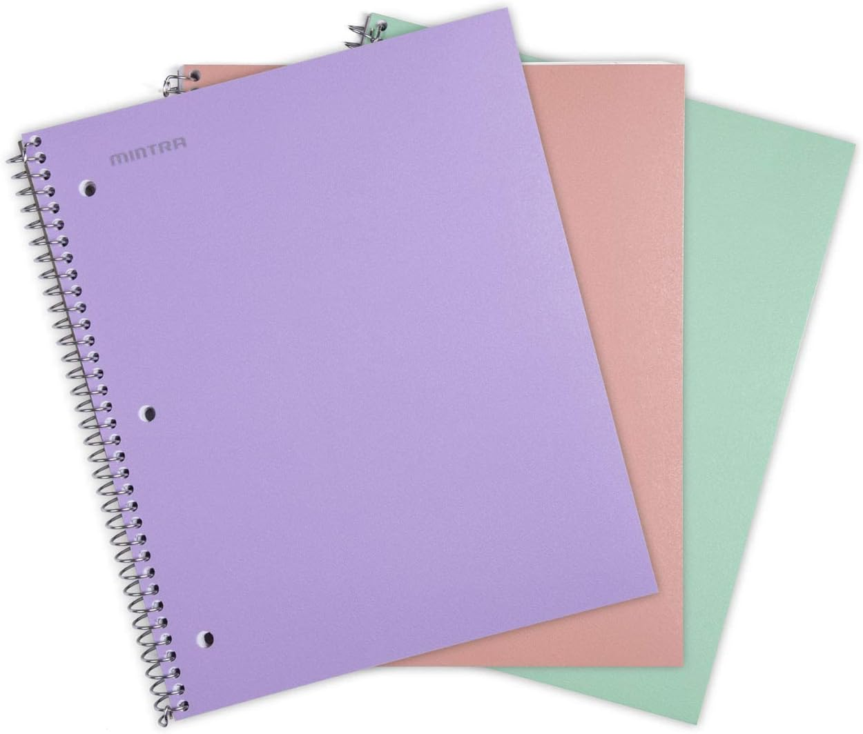 Mintra Office Durable Spiral Notebooks, 1 Subject, (Salmon, Sage Green, Lavender