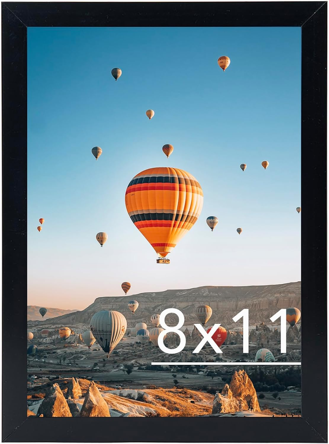 8X11 Picture Frame Black for Wall Hanging or Tabletop- Wall Mounting Horizontally or Vertically, 8 X 11 Wall Gallery Poster Photo Frame for 8 by 11 Photo, Black