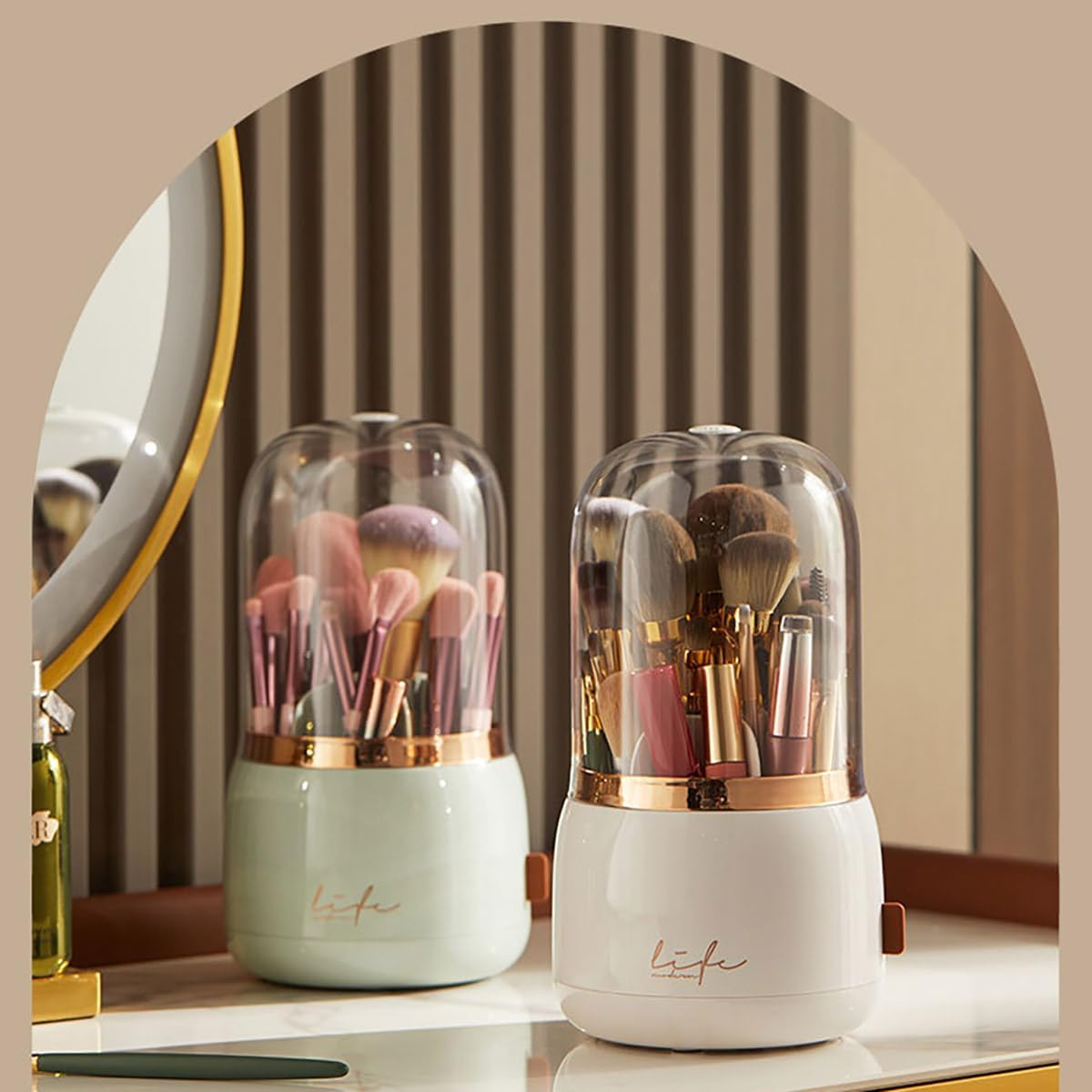 360° Rotating Dustproof Makeup Brush Holder, Luxury Cosmetic Storage Organize... - Picture 10 of 14
