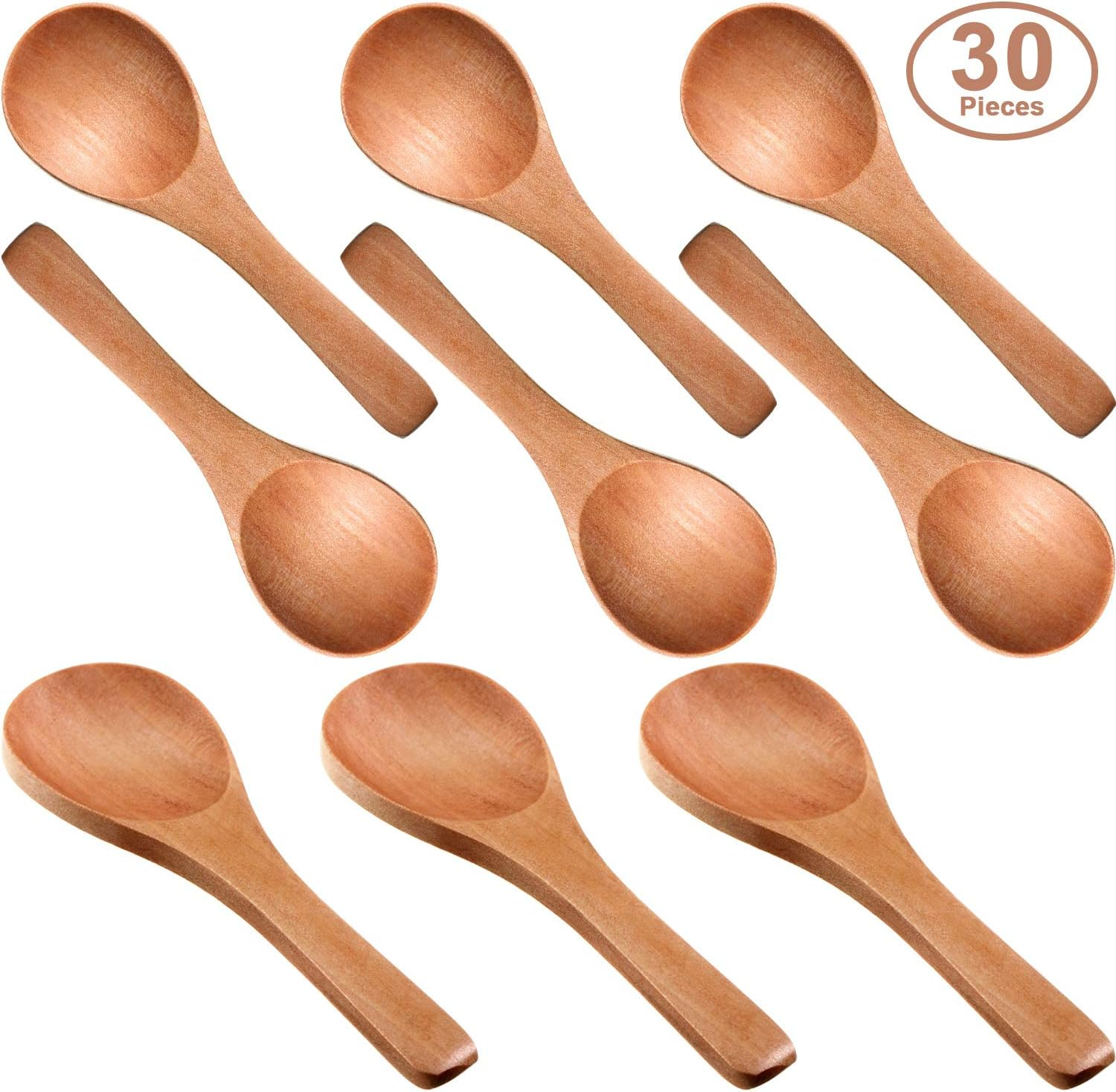 30 Pcs Small Wooden Spoons Mini Tasting Spoons for Spice Jars Coffee Tea Sugar