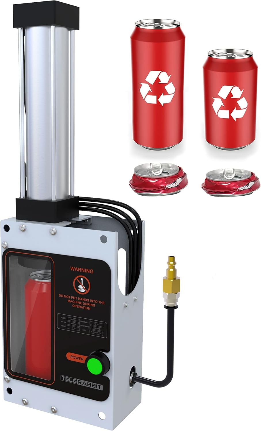 Pneumatic Can Crusher Smasher Air Powered Soda Beer Cylinder Cans Recycling Tool