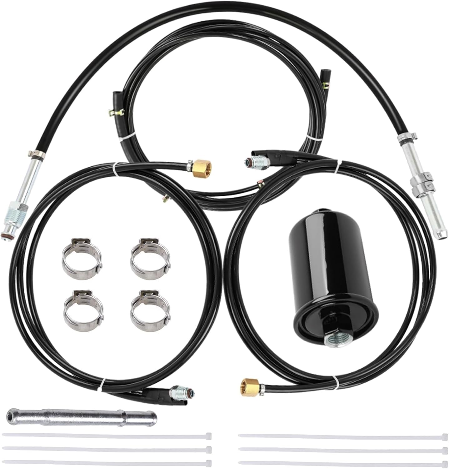NFR0013 Nylon Fuel Line Compatible with Chevrolet GMC Trucks 1988-1997 C1500 C2500 C3500 K1500 K2500 K3500 Flexible Stainless Steel Braided Fuel Hose Set GM23B, FL-GM22B, FL-GM22B-T