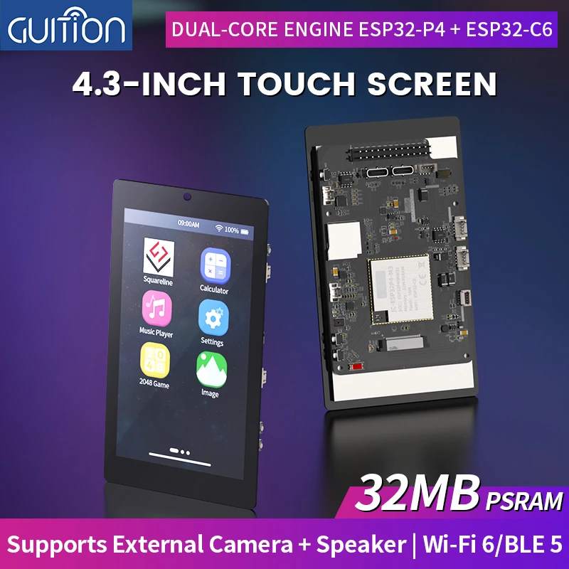 4.3-inch 480 * 800 IPS capacitive touch ESP32P4 development board ESP32-C6 development board