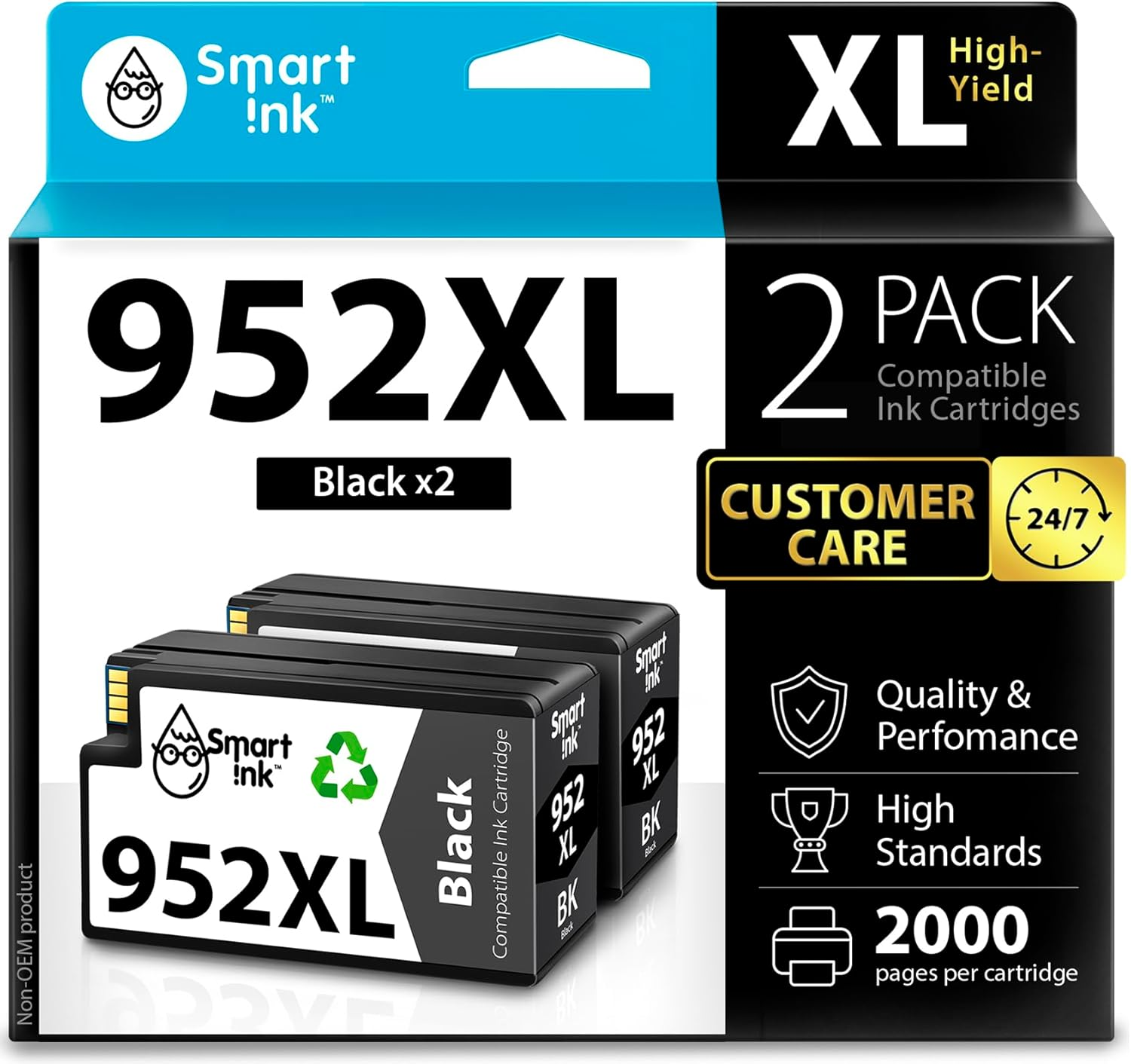 Compatible Ink Cartridges Replacement for HP 952XL HP 952 XL (2 Black Combo Pack) to use with HP Printer OfficeJet Pro 8710 7740 8720 8715 8210 7720 8740 8725 8700 OfficeJet 8702