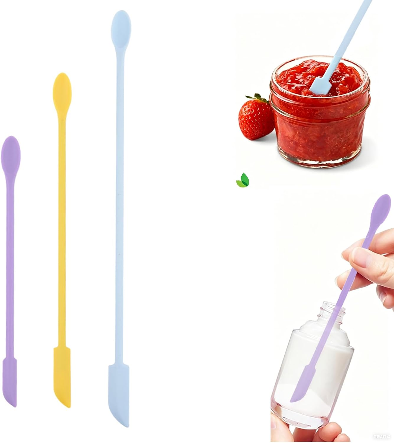 3 Pack Mini Silicone Spatula Set, Bpa Free Makeup Spatula, Makeup Spatula Reach Every Last Drop, Multi-Size Spatulas for Makeup Jars, Lotion Bottles & Kitchen Containers​