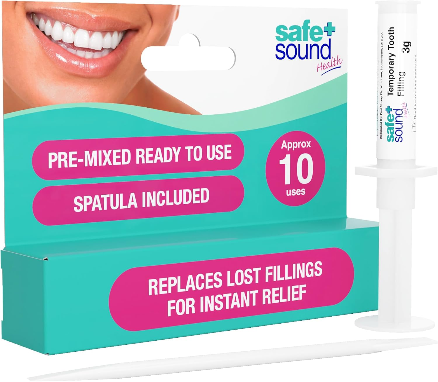 Safe + Sound Temporary Tooth Filling, Zinc Based, Approx 10 Fillings