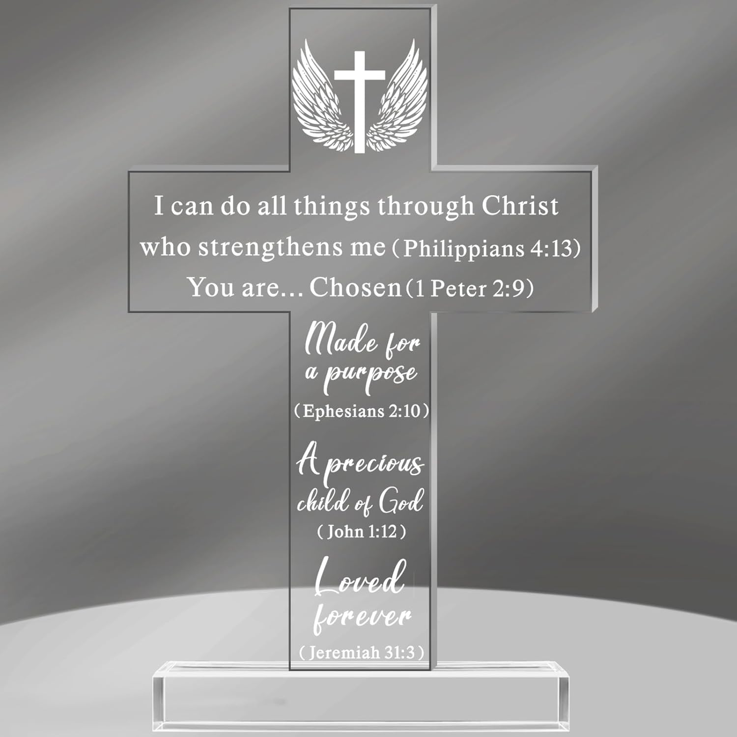 Acrylic Christian Jesus Gift for Women Men Acrylic Standing Cross Religious Inspirational Gifts with Bible Verse and Prayers Sunflower Cross for Friends Mom Wife Colleague (Pastor Style)