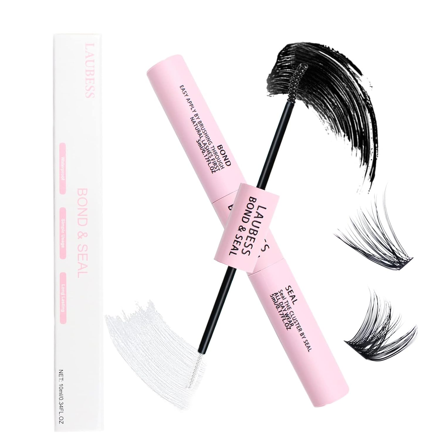 Lash Bond and Seal Mascara for Long Lasting Waterproof Eyelash Extensions - 5Ml+5Ml