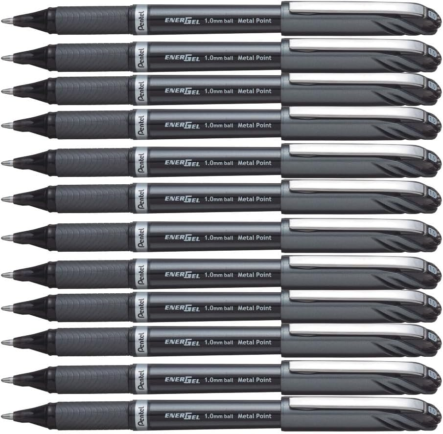 Pentel EnerGel Liquid Gel Pen 1.0mm Bold Nib Capped Black Ink, Box of 12 Pens... - Picture 2 of 13