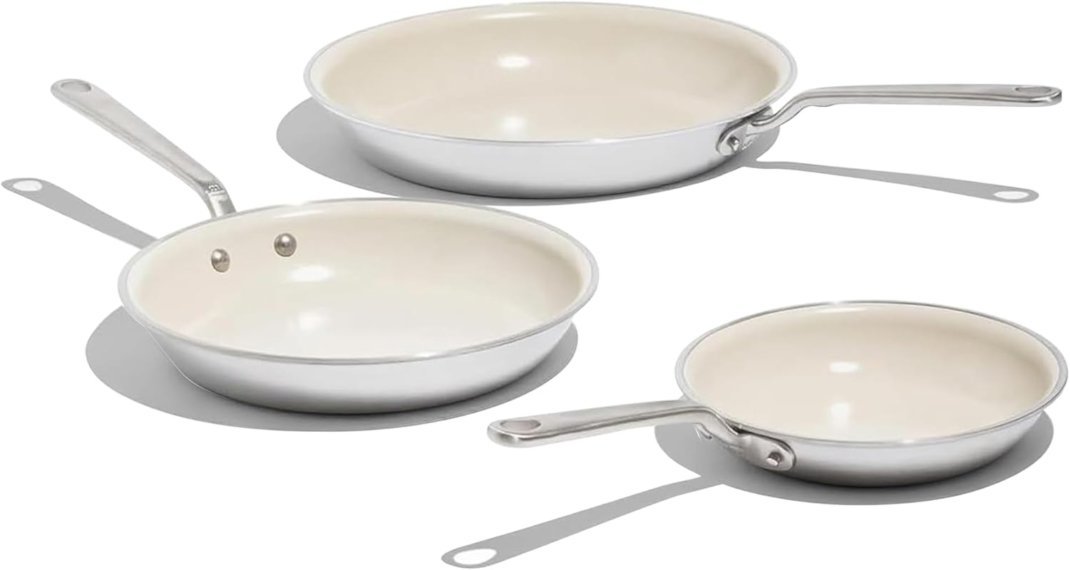 Professional 3-Piece Ceramic Non-Stick Frying Pan Set with Stay-Cool Handle