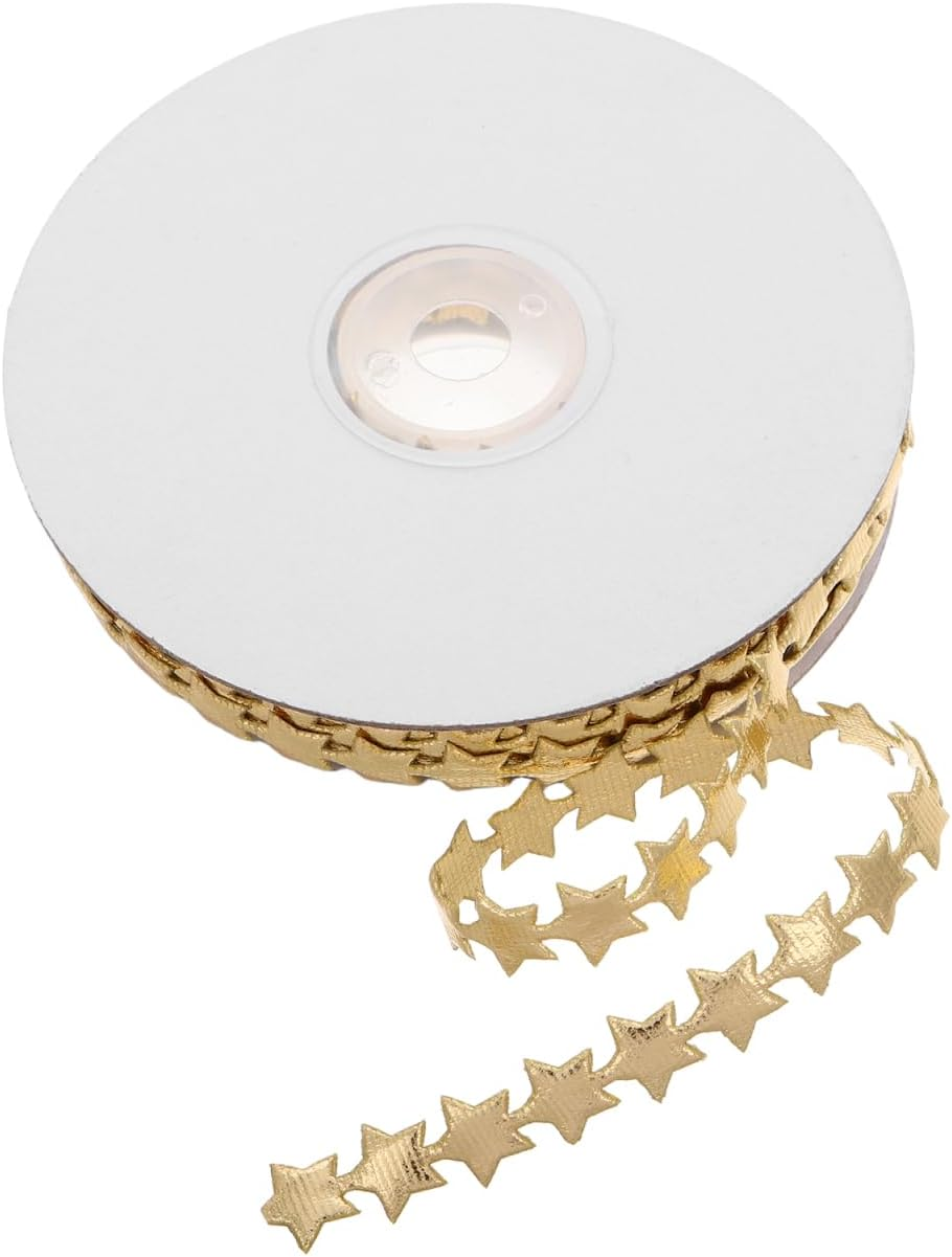 Gold Star Polyester Ribbon Trim, 12Mm 10M Decorative Gift Wrapping Band