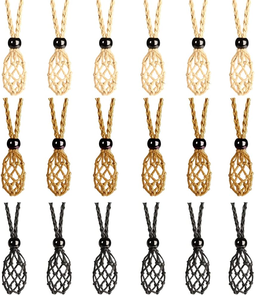 18 PCS Crystal Cage Necklace Holder Necklace Cord Empty Stone Holder
