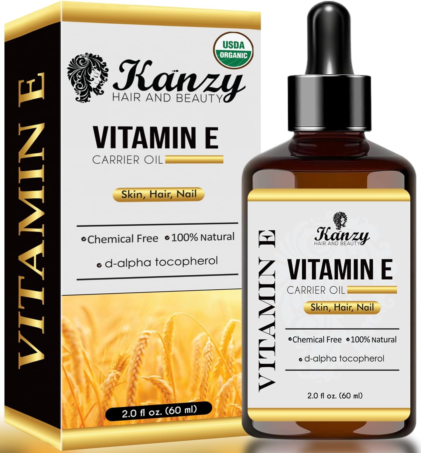 Olio Di Vitamina E per Il Viso, Capelli, Unghie E Pelli 100% Naturale D-Alfa-Tocoferolo, 60 Ml Vitamin E Oil Olio Antietà Contro Le Rughe Olio Ideale per Uomini E Donne