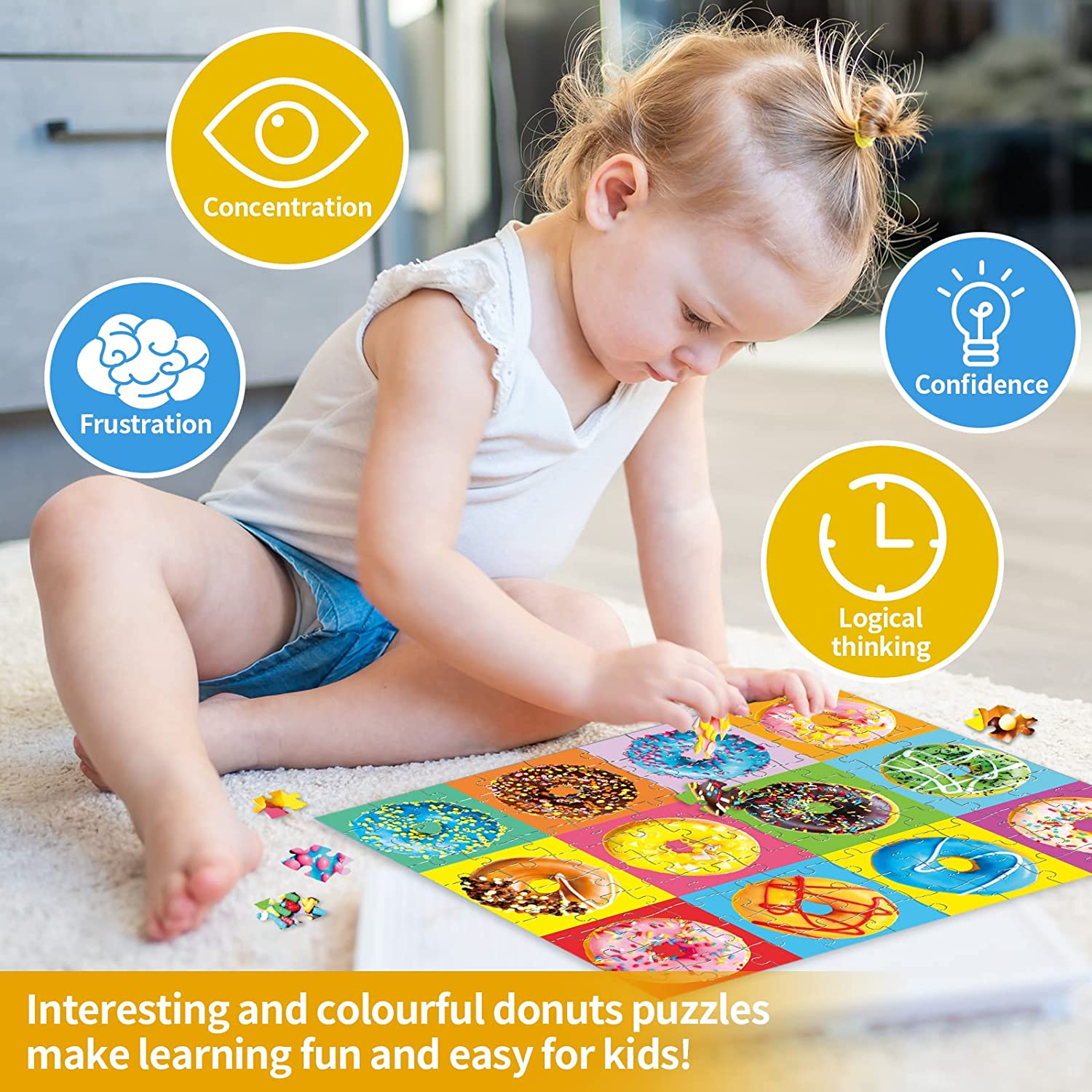 fishwisdom 100 Piece Donuts Jigsaw Puzzle for Kids Teens Age 4-8 Gift Family ... - Picture 7 of 14