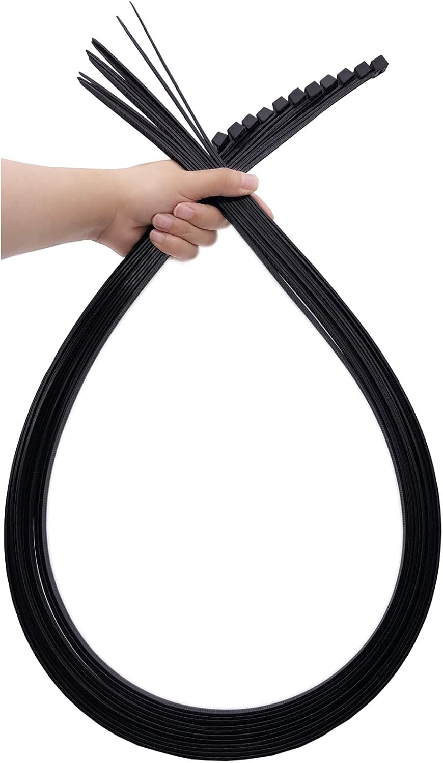 Extra Long Zip Ties Heavy Duty Outdoor, Premium Black Large Zip Ties 48 Inch Cable Ties with 175 Pounds Tensile Strength, 12 PCS