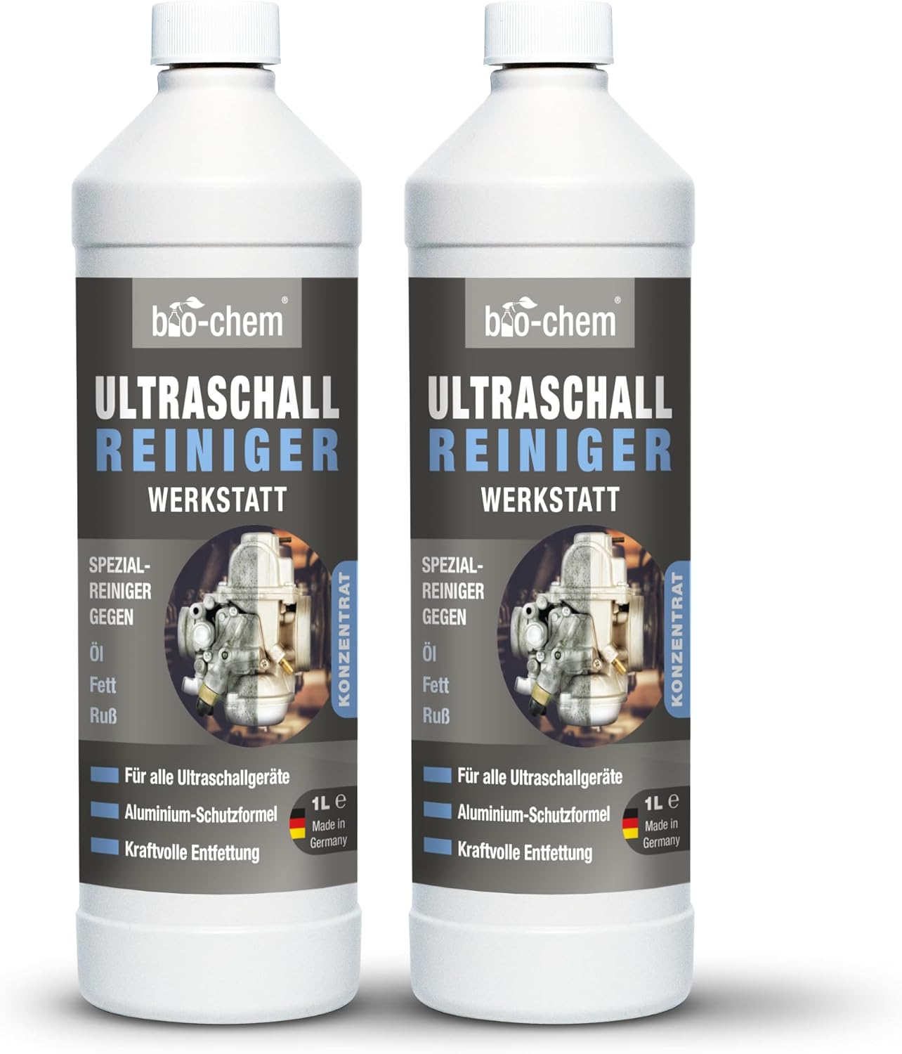Bio-Chem Ultraschallreiniger Konzentrat Werkstatt 2 L | Für Vergaser, Metall & Aluminium | Kraftvoll Bei Öl, Fett, Ruß & Abrieb | Für Alle Ultraschallbäder Geeignet